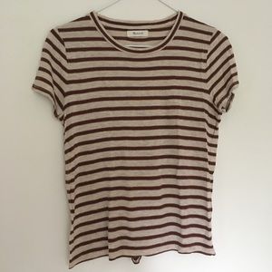 Metallic Stripe Crewneck Tee - Rose Gold Color